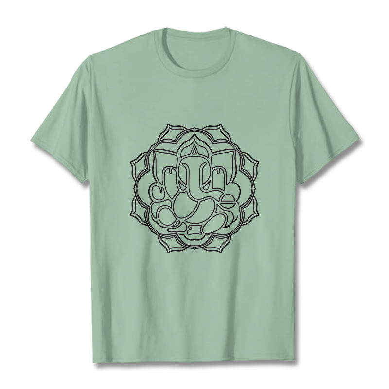 Buddha Stones Casual Mandala Design Ganesha Pattern Cotton Tee T-shirt - PaleGreen - 2XL - image 15