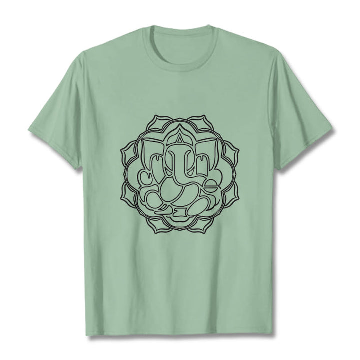 Buddha Stones Casual Mandala Design Ganesha Pattern Cotton Tee T-shirt - PaleGreen - 2XL - image 15
