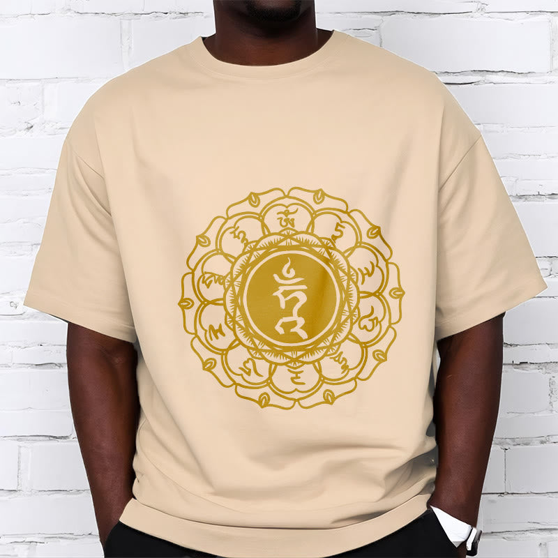 Buddha Stones Casual Hum Symbol Vishuddha Pattern Cotton Tee T-Shirt - image 10