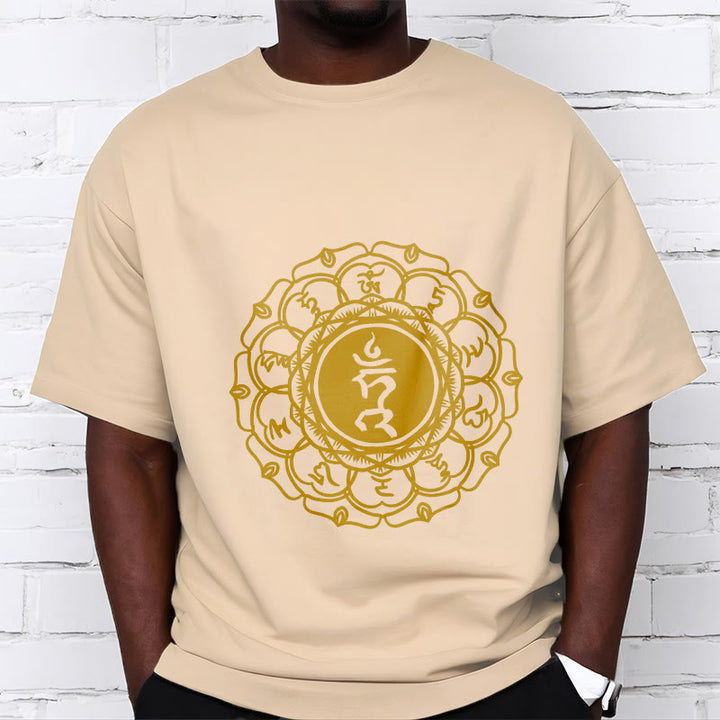 Buddha Stones Casual Hum Symbol Vishuddha Pattern Cotton Tee T-Shirt - image 10