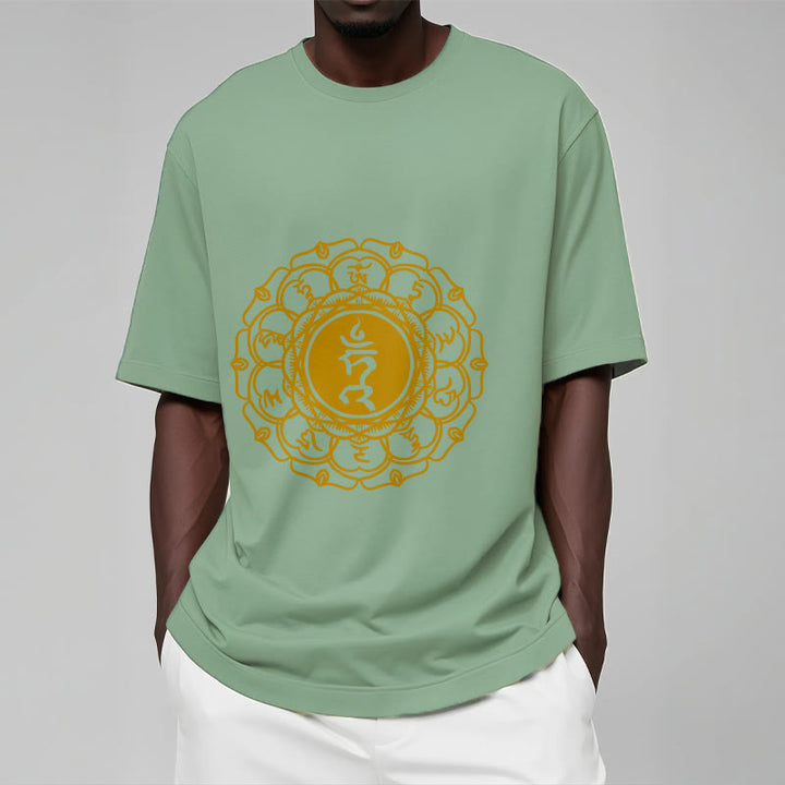 Buddha Stones Casual Hum Symbol Vishuddha Pattern Cotton Tee T-Shirt - image 16