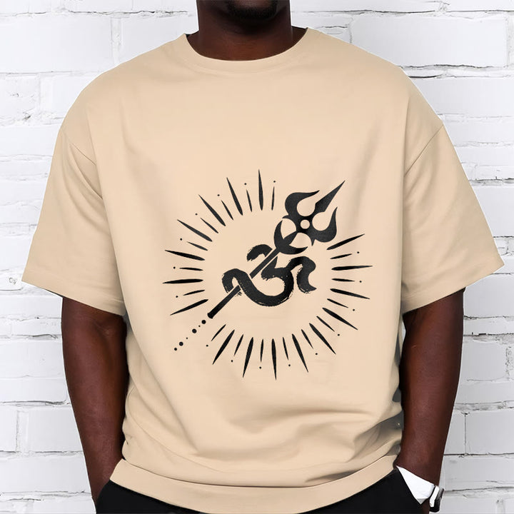 Buddha Stones Casual Om Symbol Trident Radiant Lines Pattern Cotton Tee T-shirt - image 10