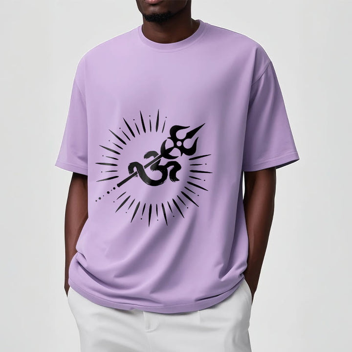 Buddha Stones Casual Om Symbol Trident Radiant Lines Pattern Cotton Tee T-shirt - image 18