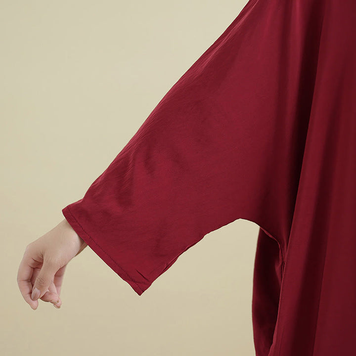 Buddha Stones Retro Casual Solid Color Long Sleeve Cotton Linen Maxi Dress With Pockets - image 35