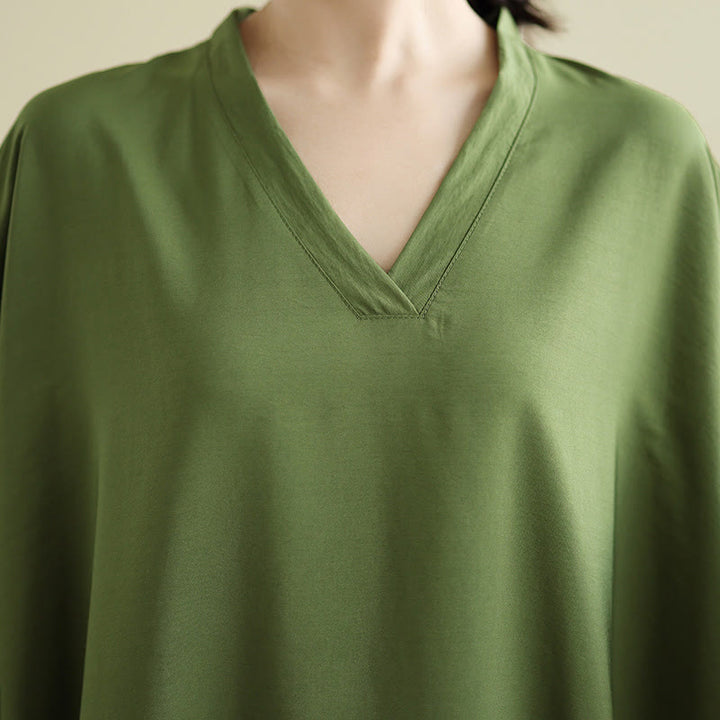 Buddha Stones Retro Casual Solid Color Long Sleeve Cotton Linen Maxi Dress With Pockets - image 9