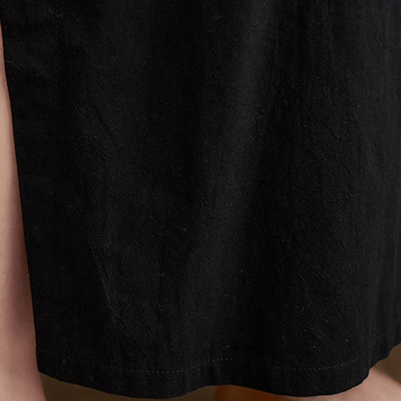 Buddha Stones Fall Casual Simple Design Long Sleeve Cotton Linen Maxi Dress With Pockets - image 14