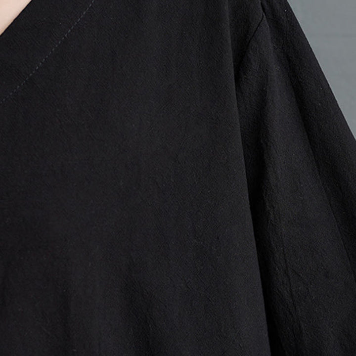 Buddha Stones Fall Casual Simple Design Long Sleeve Cotton Linen Maxi Dress With Pockets - image 11