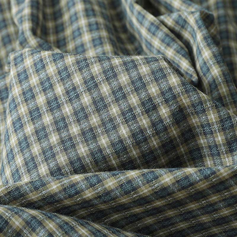 Buddha Stones Casual Plaid Buttons Lantern Long Sleeve Cotton Midi Dress - image 8