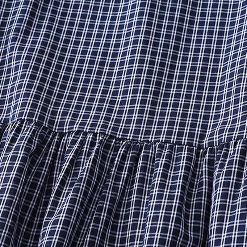 Buddha Stones Casual Plaid Buttons Lantern Long Sleeve Cotton Midi Dress - image 15