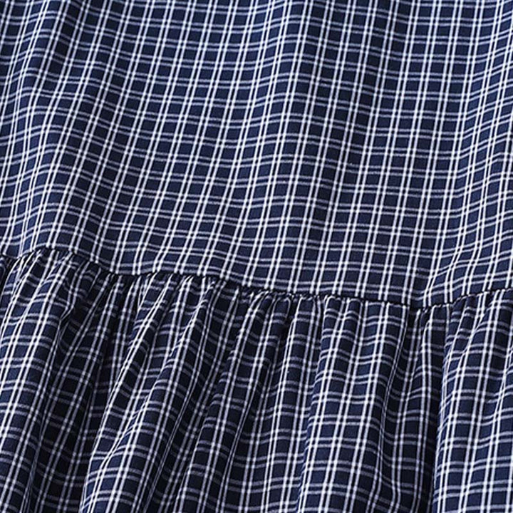 Buddha Stones Casual Plaid Buttons Lantern Long Sleeve Cotton Midi Dress - image 15