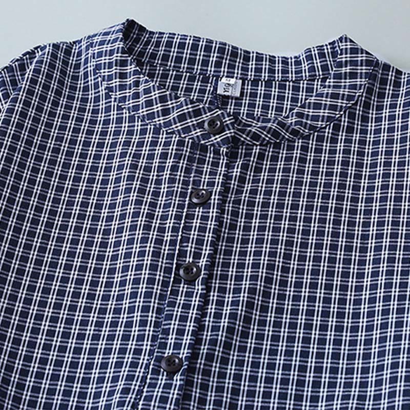 Buddha Stones Casual Plaid Buttons Lantern Long Sleeve Cotton Midi Dress - image 14