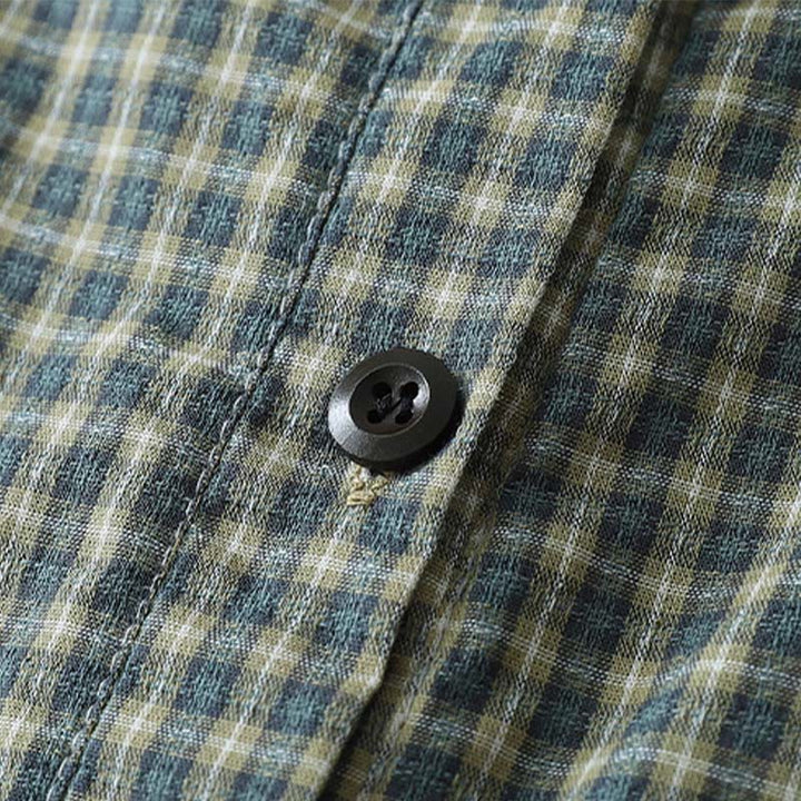 Buddha Stones Casual Plaid Buttons Lantern Long Sleeve Cotton Midi Dress - image 7