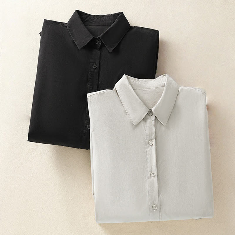 Buddha Stones Casual Plaid Pleats Buttons Design Long Sleeve Cotton Midi Dress With Pockets - image 27