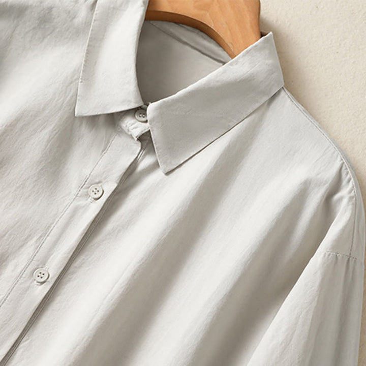 Buddha Stones Casual Plaid Pleats Buttons Design Long Sleeve Cotton Midi Dress With Pockets - image 4