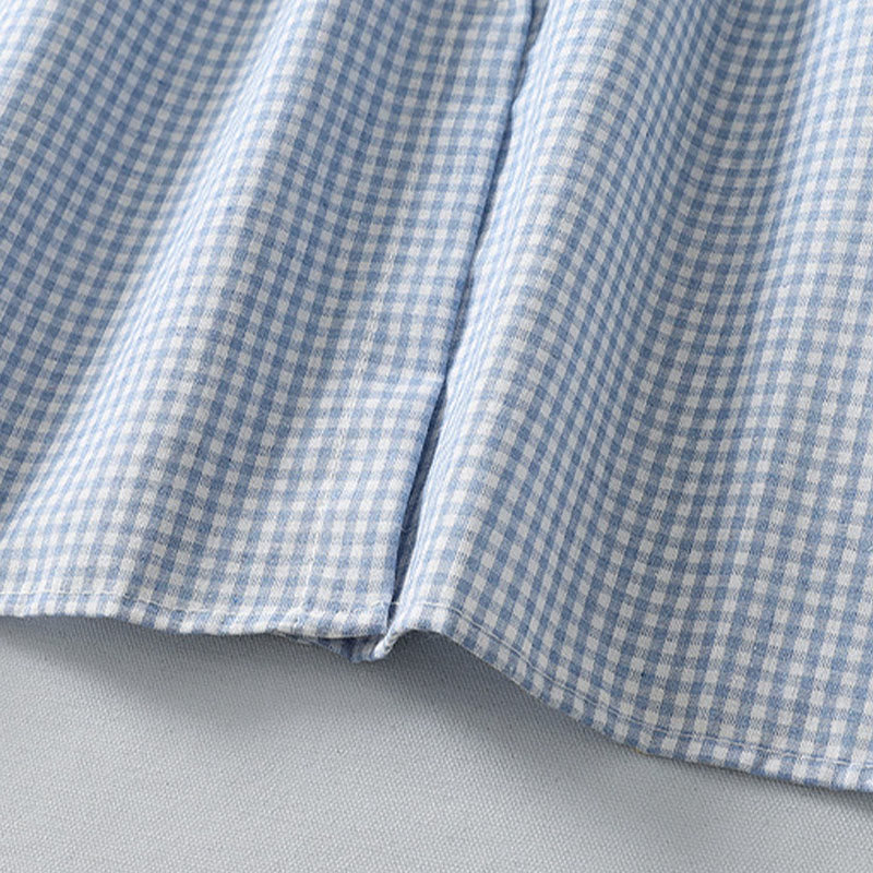 Buddha Stones Casual Plaid Pattern Long Lantern Sleeve Cotton Linen Midi Dress With Pockets - image 6