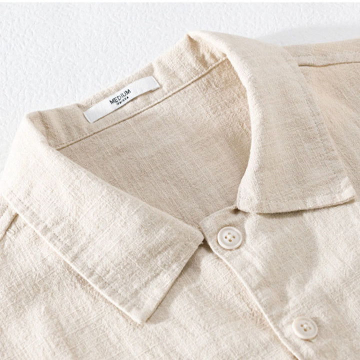 Buddha Stones Commute Men's Plain Buttons Design Cotton Linen Long Sleeve Shirt With Pockets - image 6