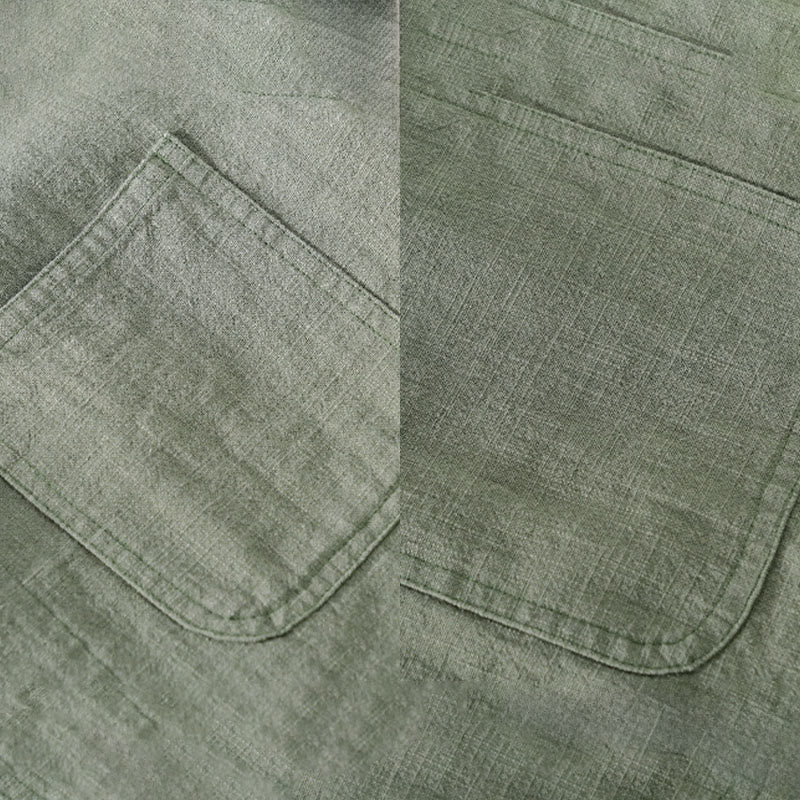 Buddha Stones Commute Men's Plain Buttons Design Cotton Linen Long Sleeve Shirt With Pockets - image 3