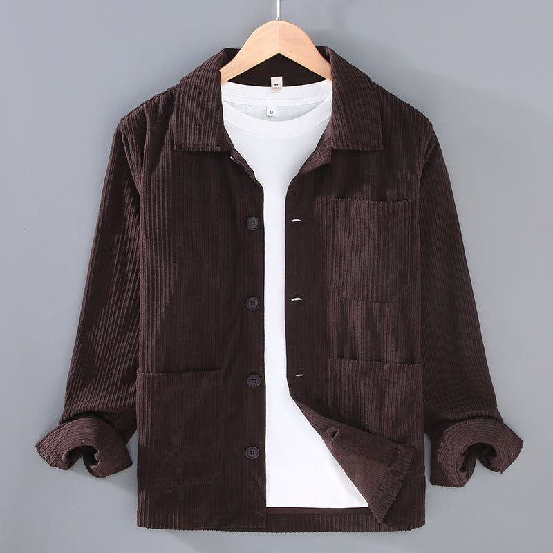 Buddha Stones Fall Lapel Design Long Sleeve Button Men's Jacket With Pockets - SaddleBrown - US/UK/AU42,EU52 (3XL) - image 8