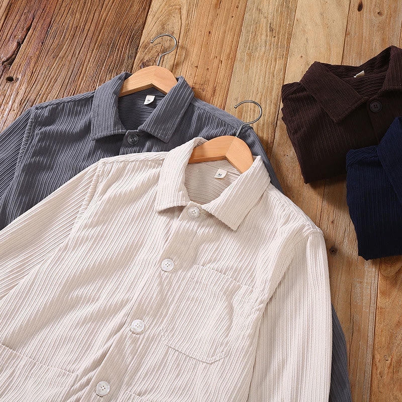 Buddha Stones Fall Lapel Design Long Sleeve Button Men's Jacket With Pockets - image 12