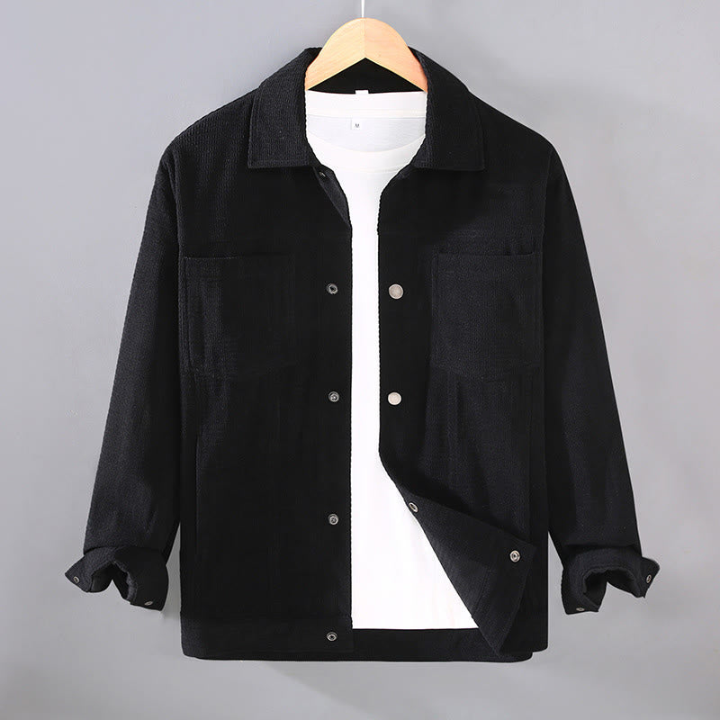 Buddha Stones Commute Lapel Design Buttons Men's Long Sleeve Jacket With Pockets - Black - US/UK/AU42,EU52 (3XL) - image 7