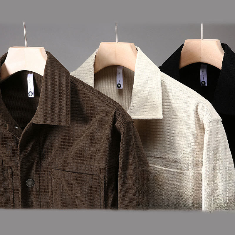 Buddha Stones Commute Lapel Design Buttons Men's Long Sleeve Jacket With Pockets - image 11