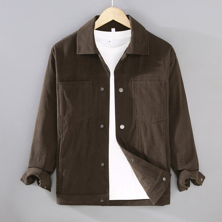 Buddha Stones Commute Lapel Design Buttons Men's Long Sleeve Jacket With Pockets - SaddleBrown - US/UK/AU42,EU52 (3XL) - image 9