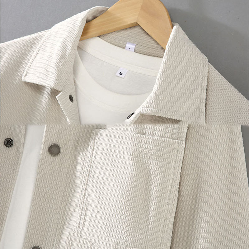 Buddha Stones Commute Lapel Design Buttons Men's Long Sleeve Jacket With Pockets - image 4