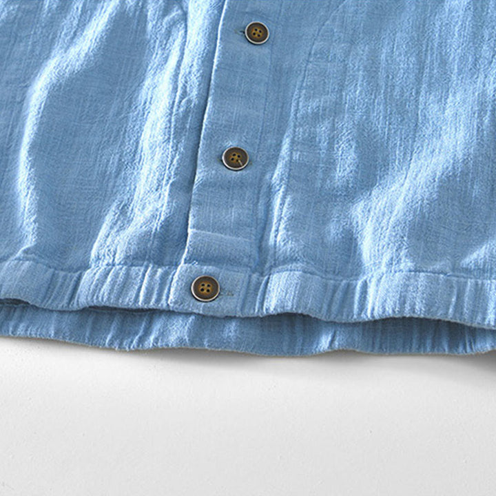 Buddha Stones Commute Plain Simple Buttons Design Men's Long Sleeve Ramie Linen Jacket With Pockets - image 16