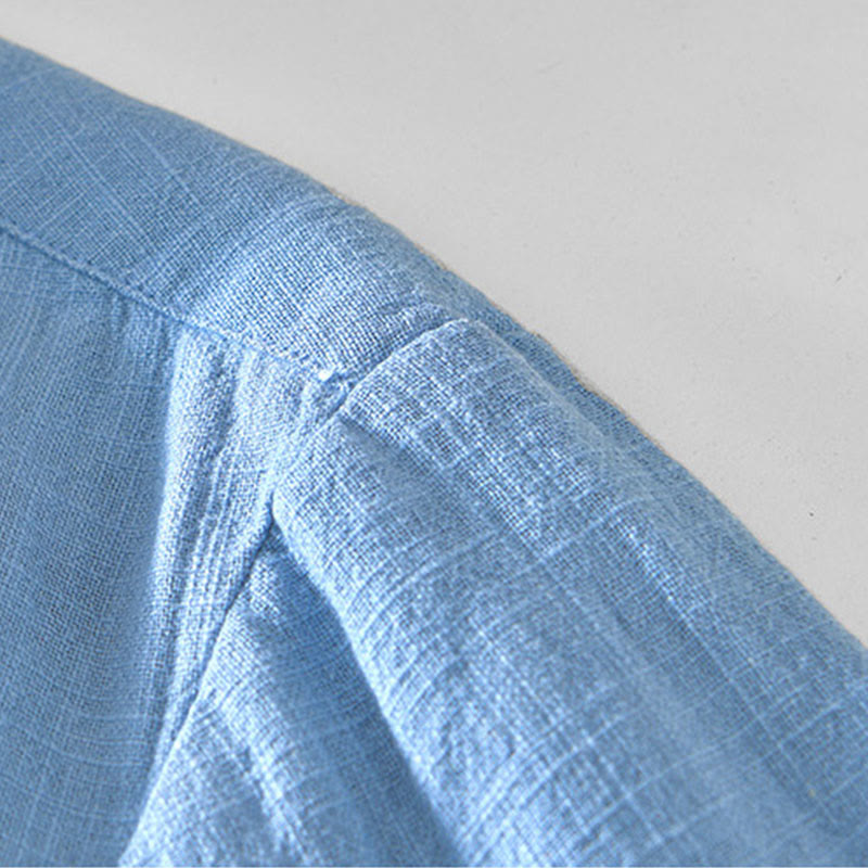 Buddha Stones Commute Plain Simple Buttons Design Men's Long Sleeve Ramie Linen Jacket With Pockets - image 13