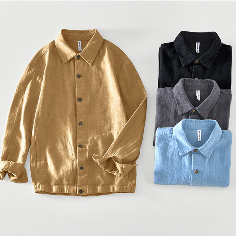 Buddha Stones Commute Plain Simple Buttons Design Men's Long Sleeve Ramie Linen Jacket With Pockets - image 27