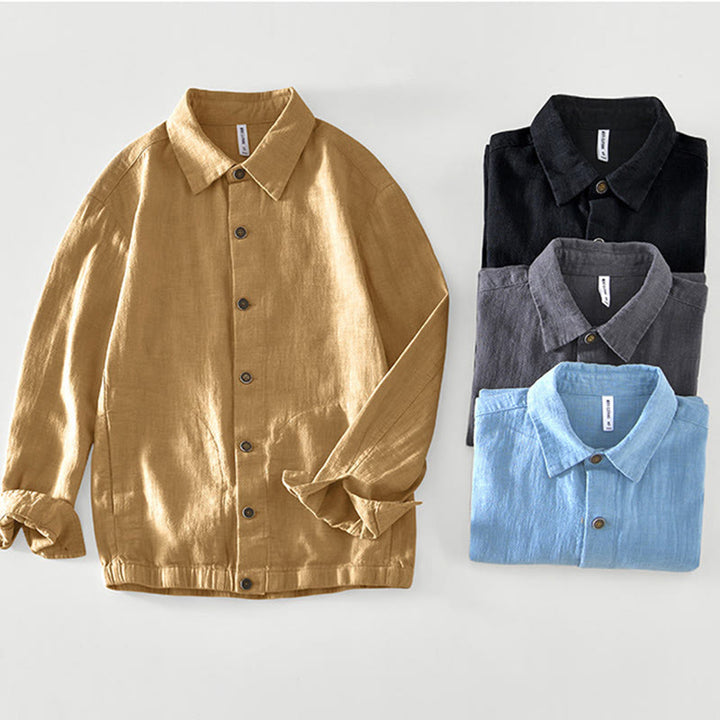 Buddha Stones Commute Plain Simple Buttons Design Men's Long Sleeve Ramie Linen Jacket With Pockets - image 27