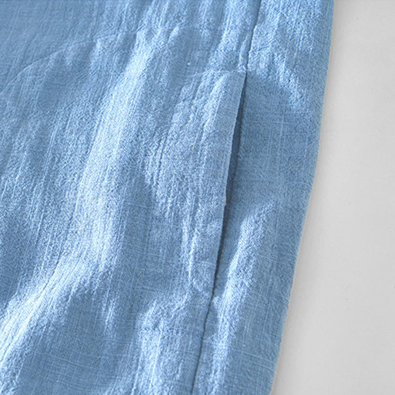 Buddha Stones Commute Plain Simple Buttons Design Men's Long Sleeve Ramie Linen Jacket With Pockets - image 15