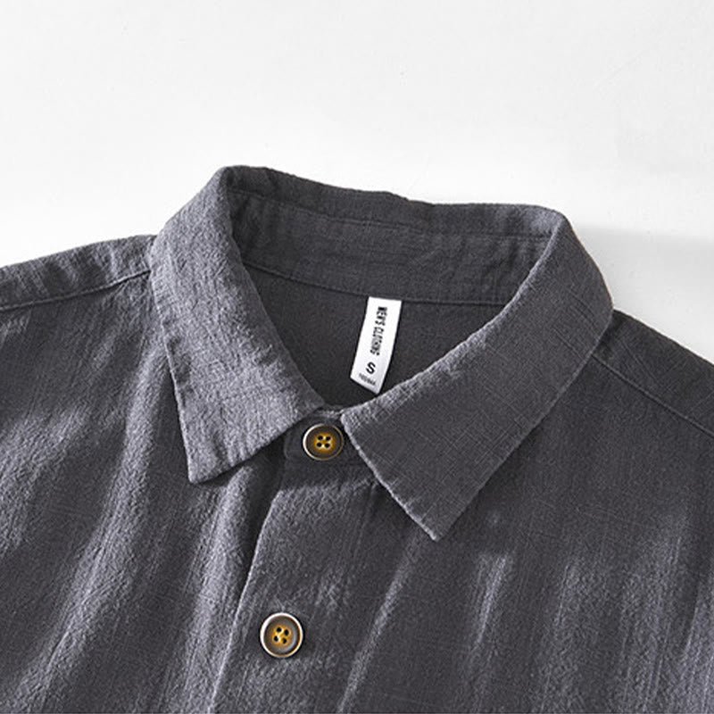 Buddha Stones Commute Plain Simple Buttons Design Men's Long Sleeve Ramie Linen Jacket With Pockets - image 19