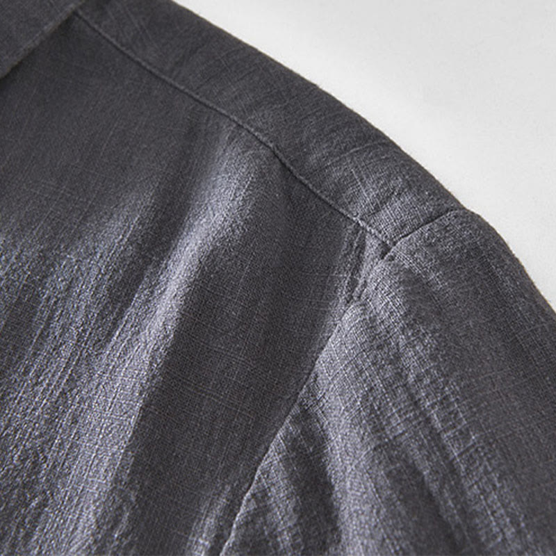 Buddha Stones Commute Plain Simple Buttons Design Men's Long Sleeve Ramie Linen Jacket With Pockets - image 21