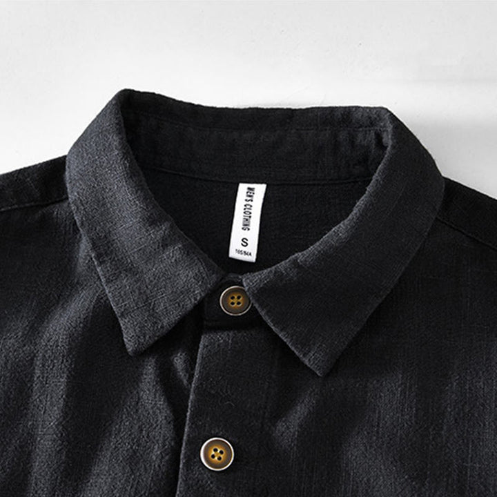 Buddha Stones Commute Plain Simple Buttons Design Men's Long Sleeve Ramie Linen Jacket With Pockets - image 7