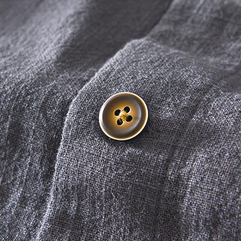 Buddha Stones Commute Plain Simple Buttons Design Men's Long Sleeve Ramie Linen Jacket With Pockets - image 24