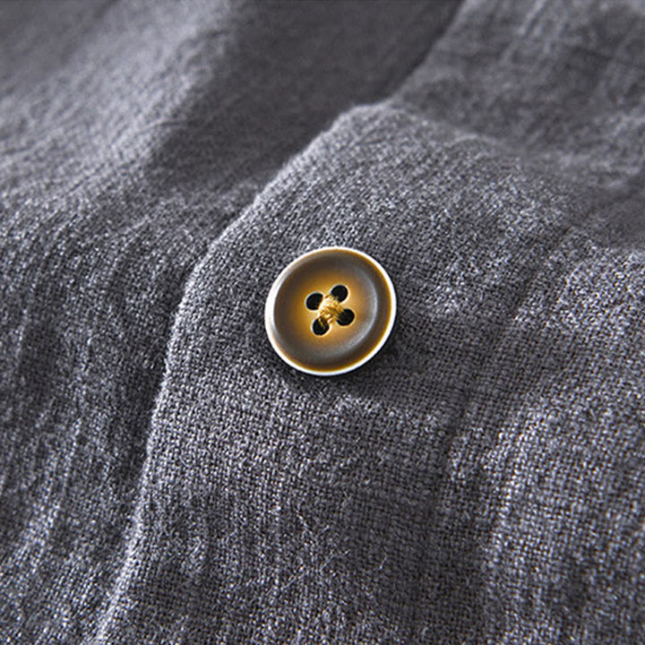Buddha Stones Commute Plain Simple Buttons Design Men's Long Sleeve Ramie Linen Jacket With Pockets - image 24