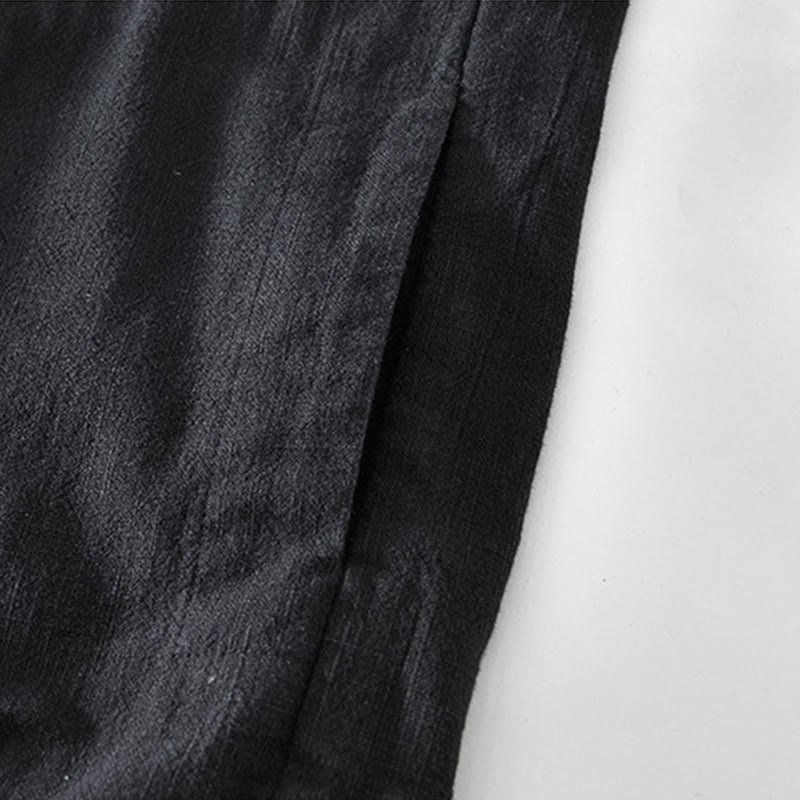 Buddha Stones Commute Plain Simple Buttons Design Men's Long Sleeve Ramie Linen Jacket With Pockets - image 9