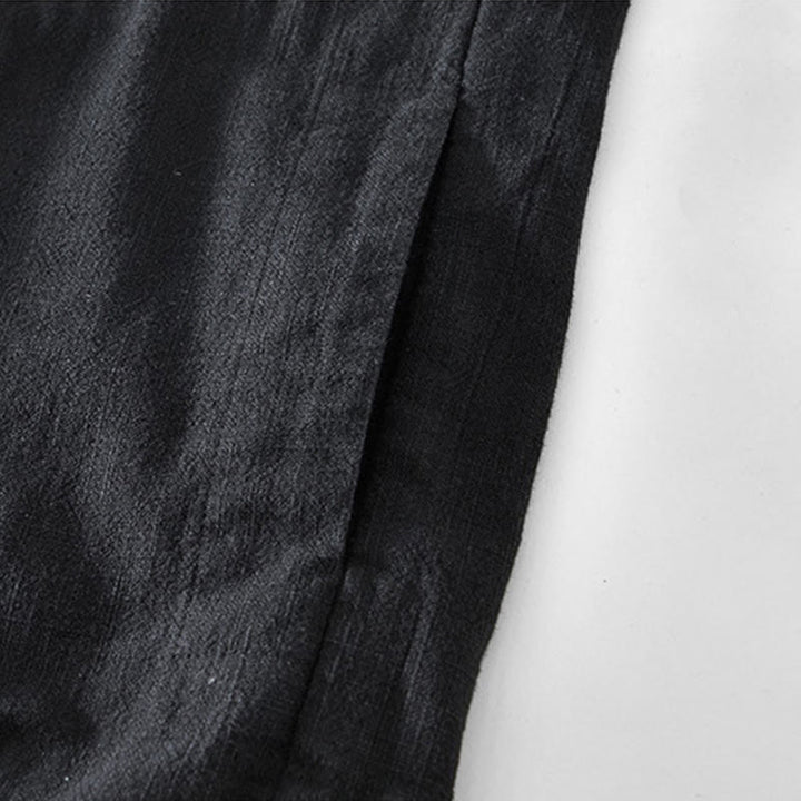 Buddha Stones Commute Plain Simple Buttons Design Men's Long Sleeve Ramie Linen Jacket With Pockets - image 9