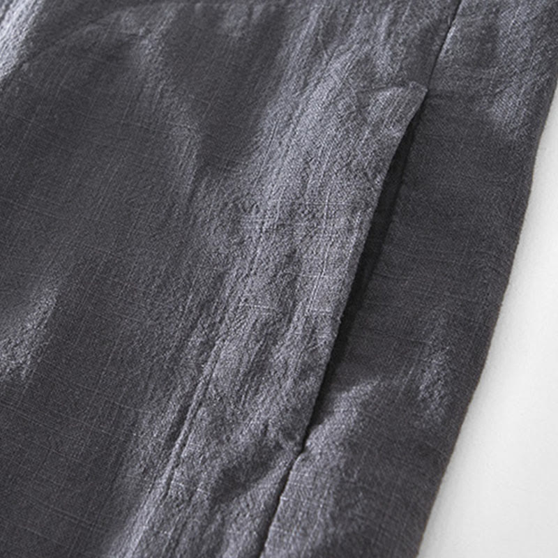 Buddha Stones Commute Plain Simple Buttons Design Men's Long Sleeve Ramie Linen Jacket With Pockets - image 23