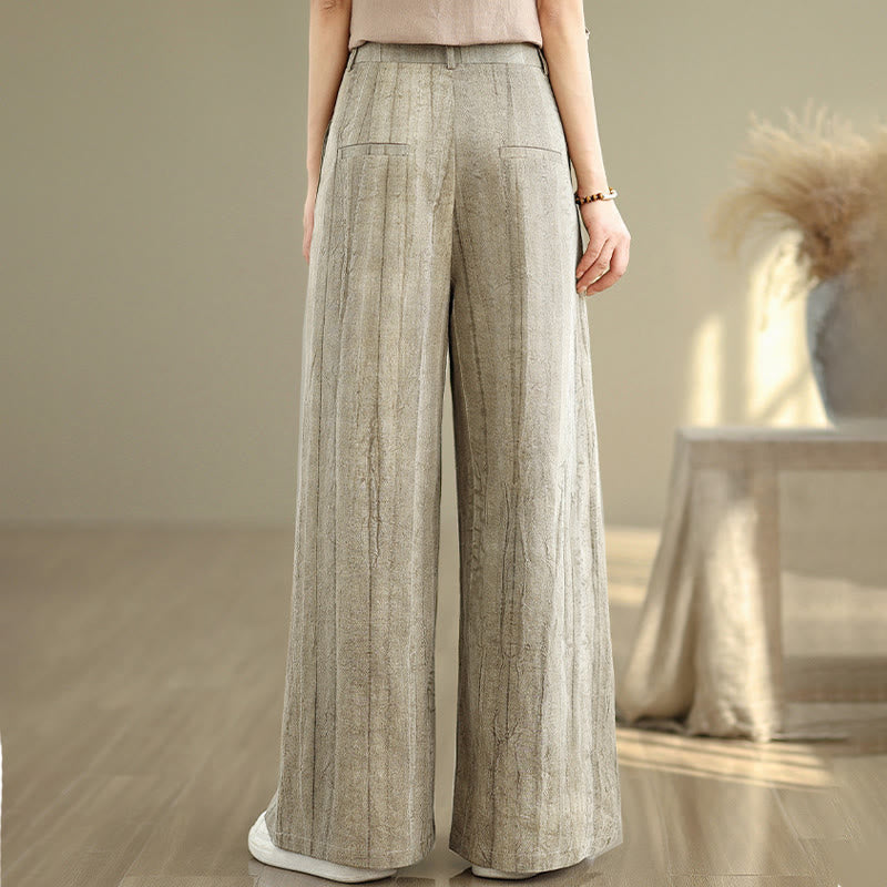 Buddha Stones Casual Tan Women's Cotton Elastic Waist  Wide Leg Pants With Pockets - image 3