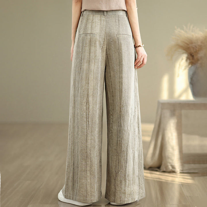 Buddha Stones Casual Tan Women's Cotton Elastic Waist  Wide Leg Pants With Pockets - image 3