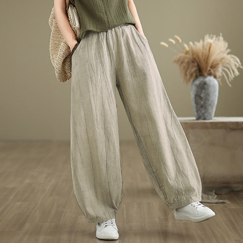 Buddha Stones Casual Plain Women's Cotton Linen Harem Pants With Pockets - image 2