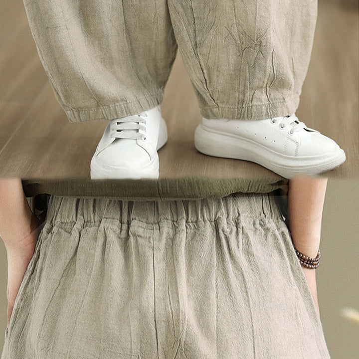 Buddha Stones Casual Plain Women's Cotton Linen Harem Pants With Pockets - image 8