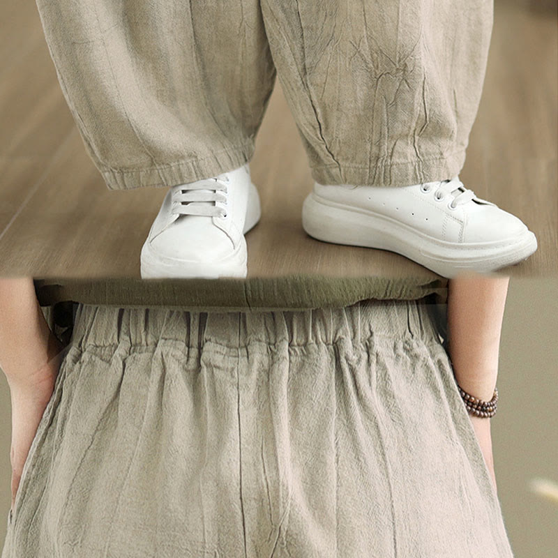 Buddha Stones Casual Plain Women's Cotton Linen Harem Pants With Pockets - image 8