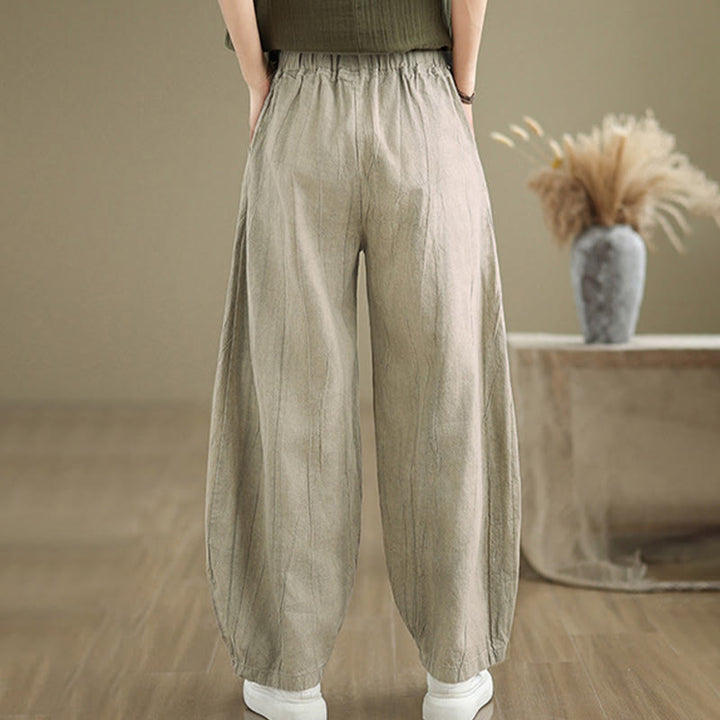 Buddha Stones Casual Plain Women's Cotton Linen Harem Pants With Pockets - image 3
