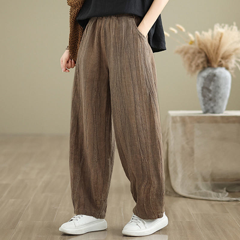 Buddha Stones Casual Plain Women's Cotton Linen Harem Pants With Pockets - image 10