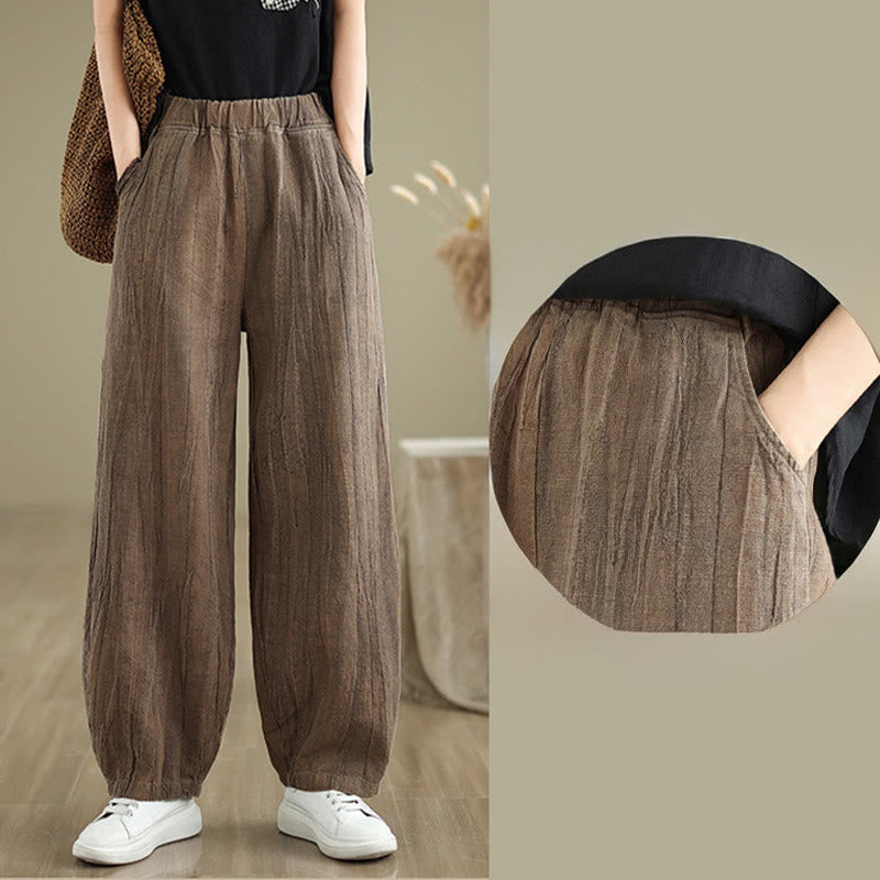 Buddha Stones Casual Plain Women's Cotton Linen Harem Pants With Pockets - image 12