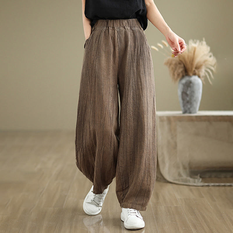 Buddha Stones Casual Plain Women's Cotton Linen Harem Pants With Pockets - image 11
