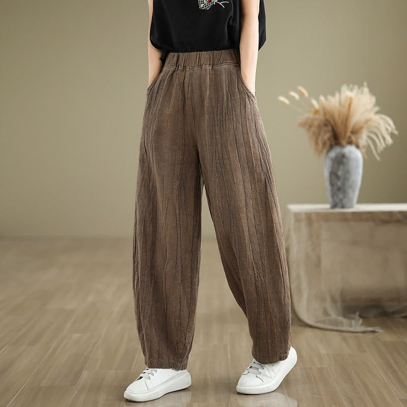 Buddha Stones Casual Plain Women's Cotton Linen Harem Pants With Pockets - image 13